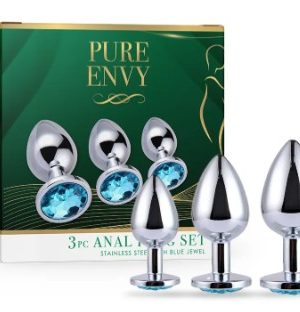 STAINLESS STEEL ANAL PLUG SET AQUA BLUE