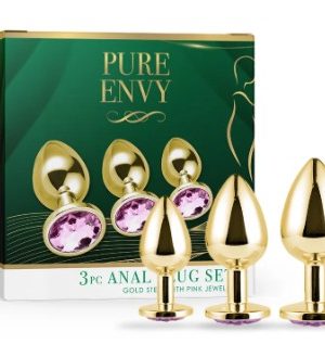 GOLD STEEL ANAL PLUG SET PINK